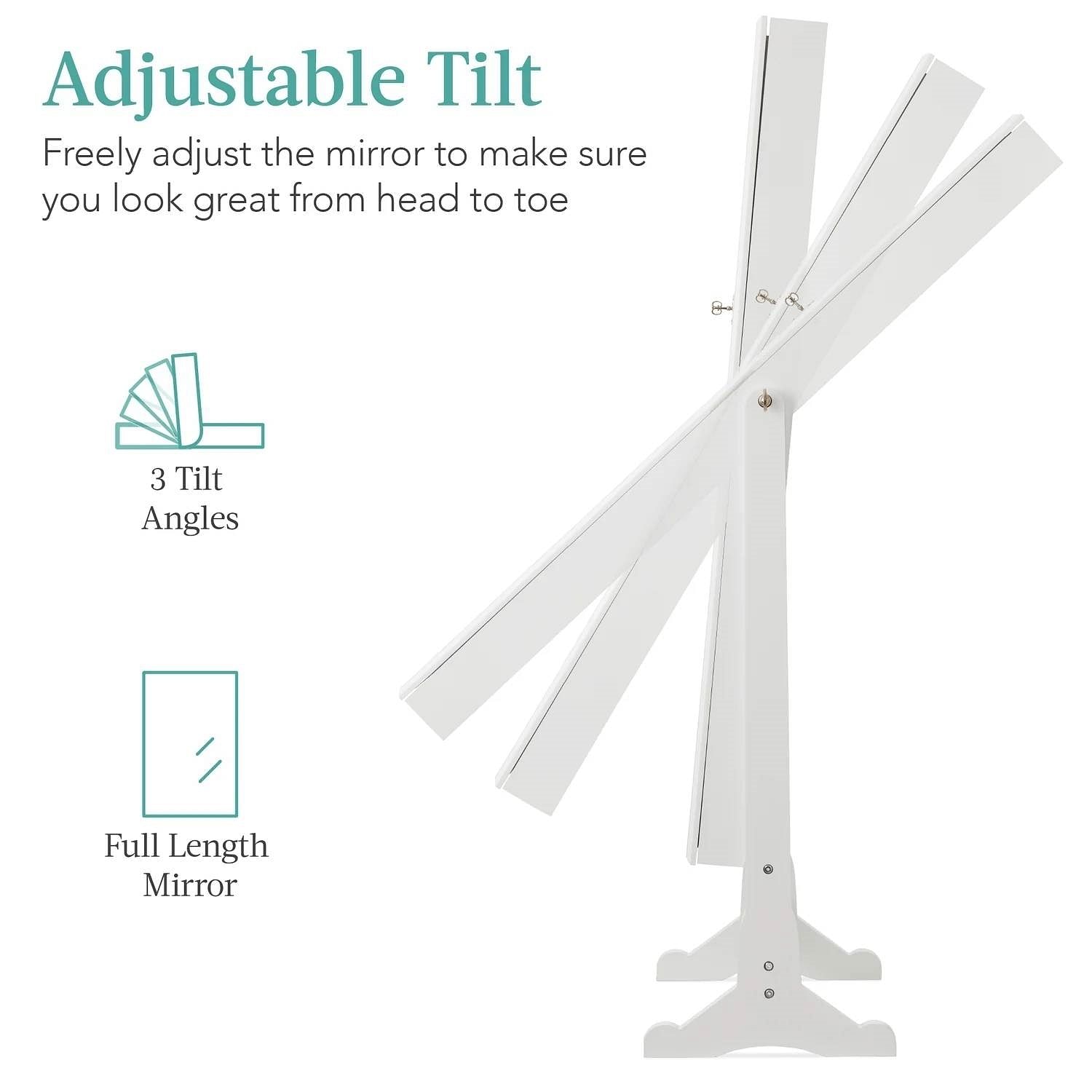 2-in-1 White Freestanding Mirror / Jewelry Organizer Armoire Cabinet - Free Shipping