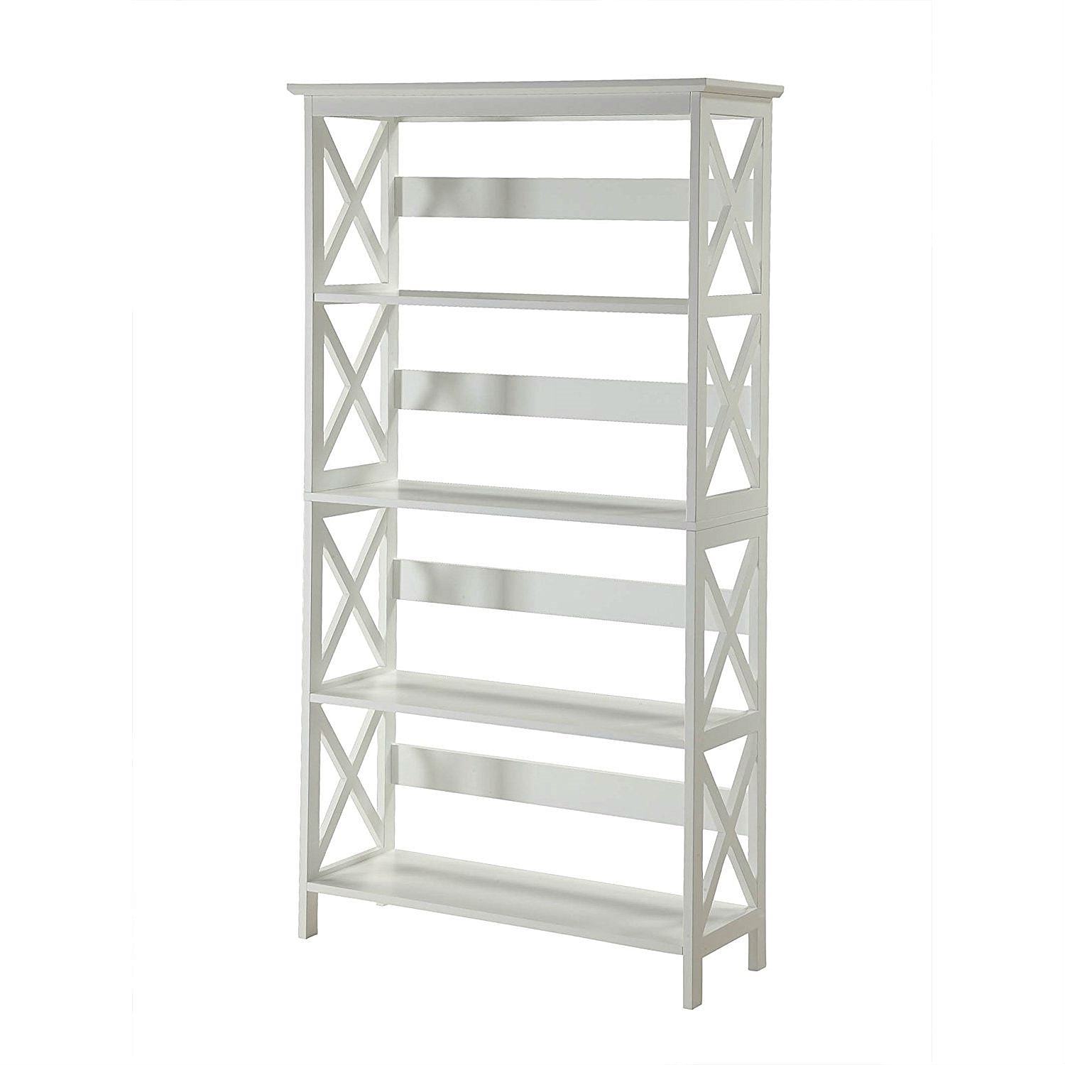 Glossy White 5-Shelf Bookcase - Free Shipping