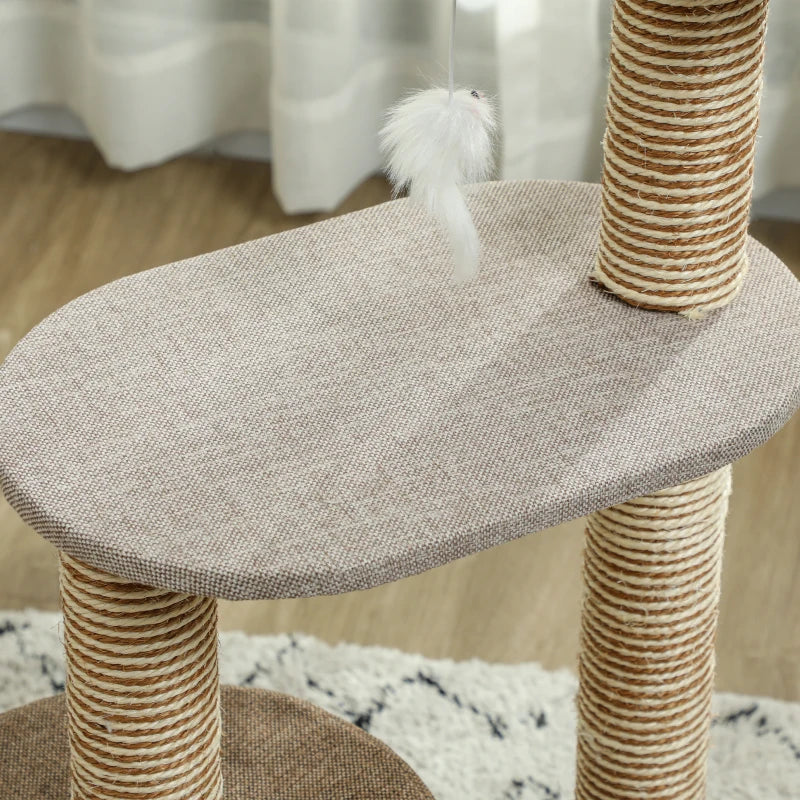 Scratching Cat Tree Post Climbing Kitten Pets Furniture with Toy, Brown