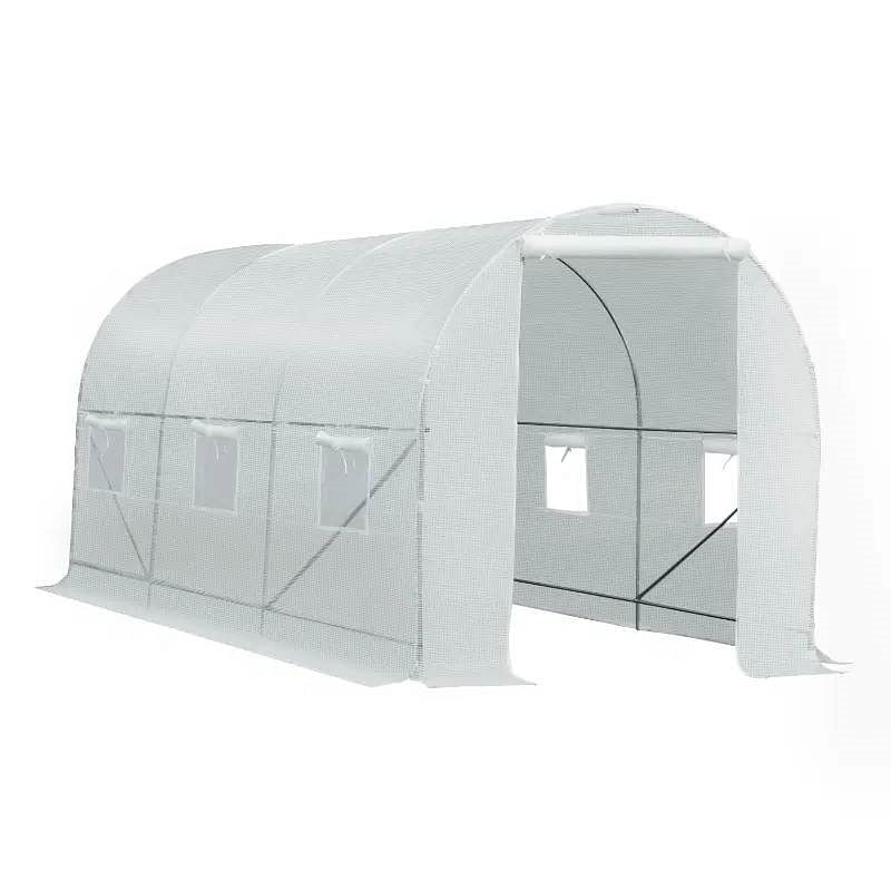 14.7 Ft x 6.5 Ft Outdoor Greenhouse w/ Heavy Duty Steel Frame and White PE Cover - Free Shipping