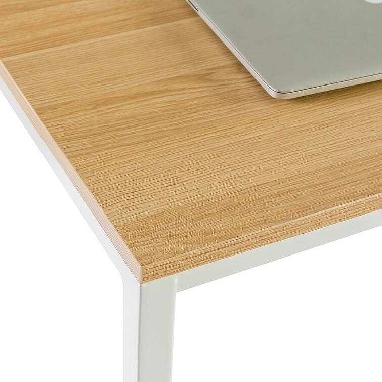 Modern Home Office Desk with White Metal Frame and Wood Table Top - Free Shipping