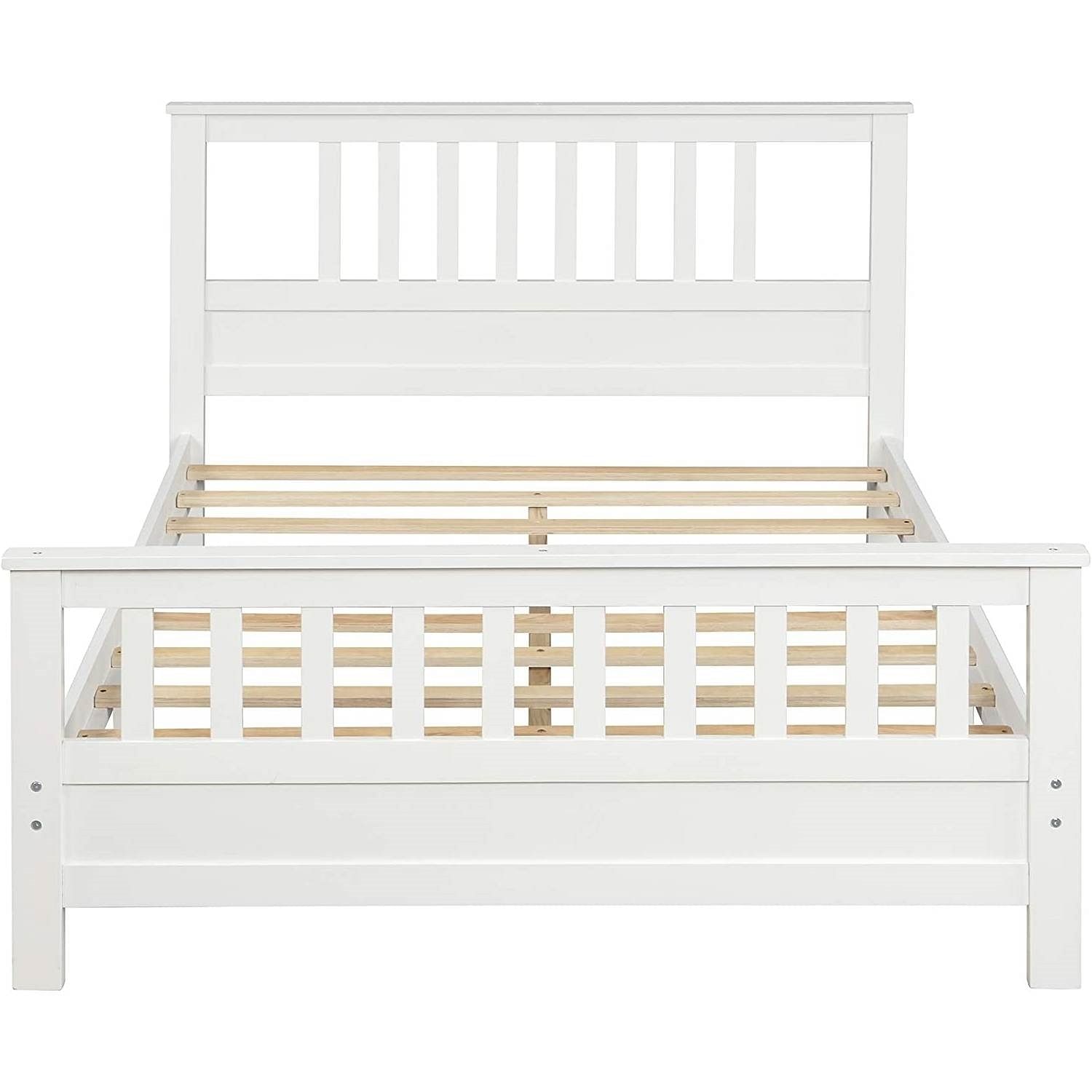 White Pine Wood Slatted Platform Headboard Footboard Full Size Bed - Free Shipping