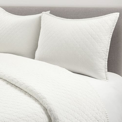 Full/Queen Lightweight Cotton Linen White Textured Reversible 3-Piece Quilt Set - Free Shipping