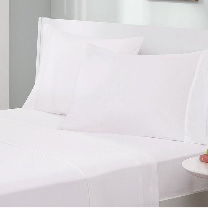 Full Size 4-Piece Cotton Blend Jersey Sheet Set in White - Free Shipping