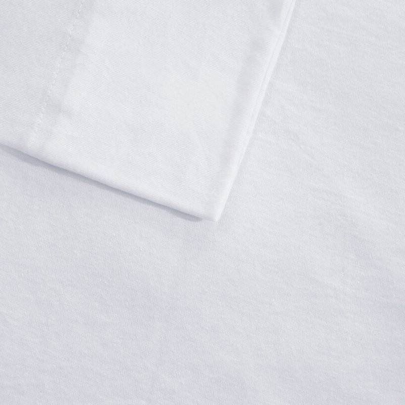 Full Size 4-Piece Cotton Blend Jersey Sheet Set in White - Free Shipping