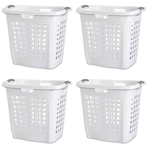 Set of 4 Heavy Duty Plastic Laundry Hamper Dirty Clothes Basket - Free Shipping