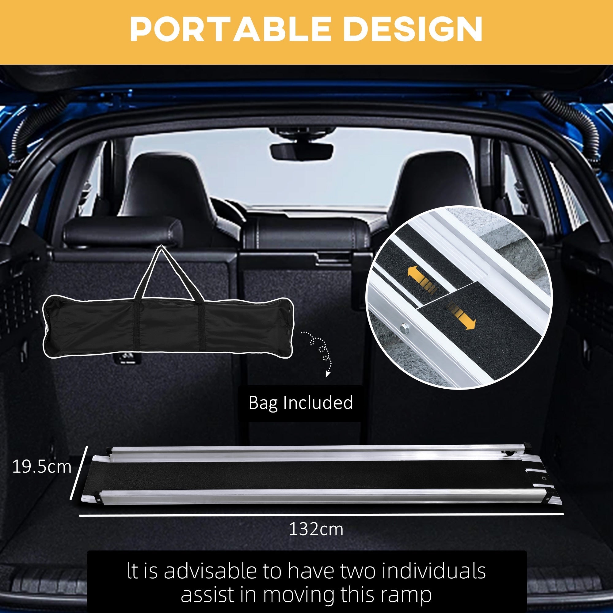HOMCOM Telescopic Wheelchair Ramp, 8ft, 600 lbs, Aluminium Threshold Ramp, 2 Pack, for Home Steps, Mobility Scooters, Stairs