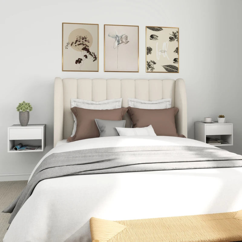 Floating Nightstand Set of 2, Wall Mounted Bedside Table with Drawer for Bedroom, White