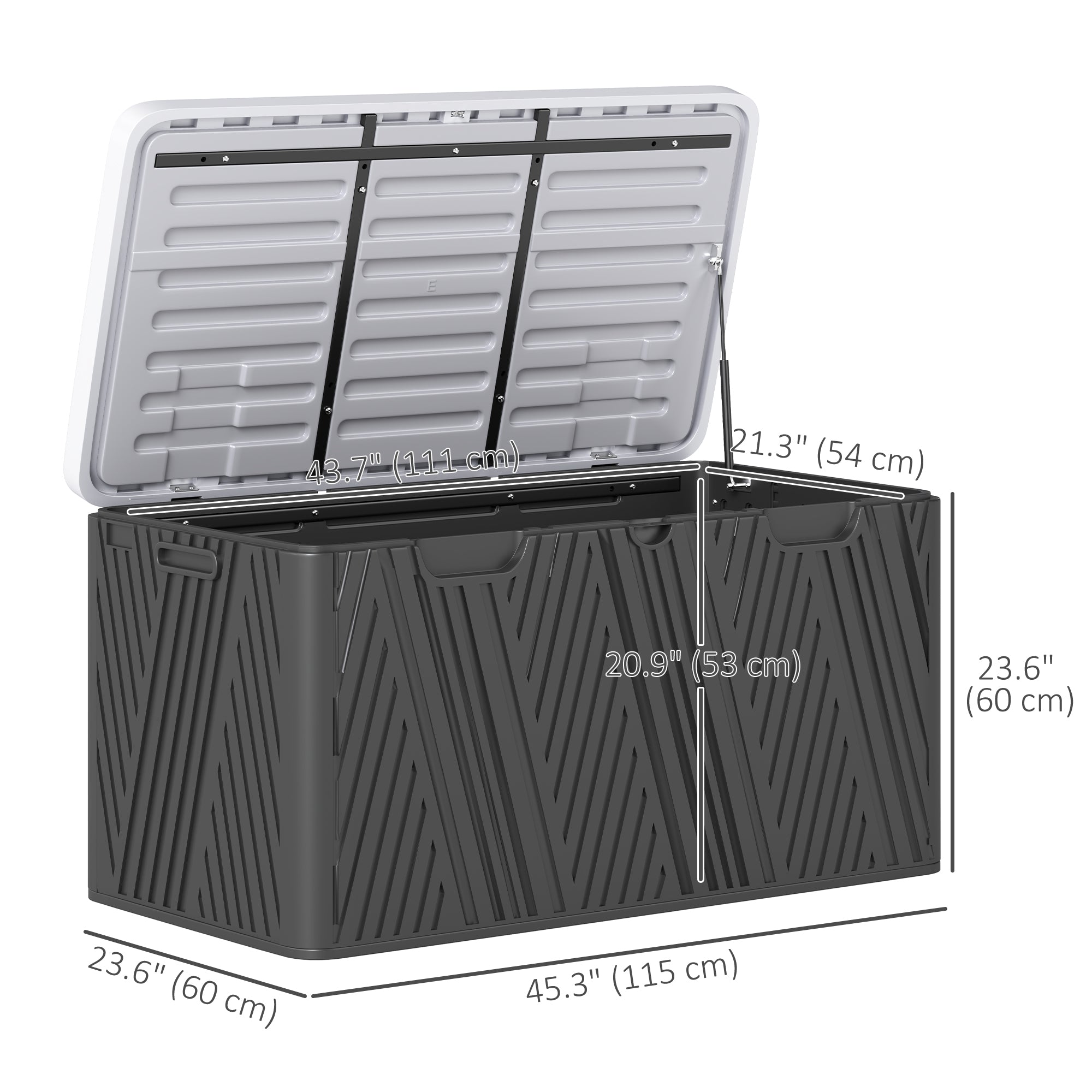 Outsunny 100 Gallon Wood Effect HDPE Outdoor Storage Box, Waterproof and Lockable Deck Box for Garden Tools and Pool Accessories