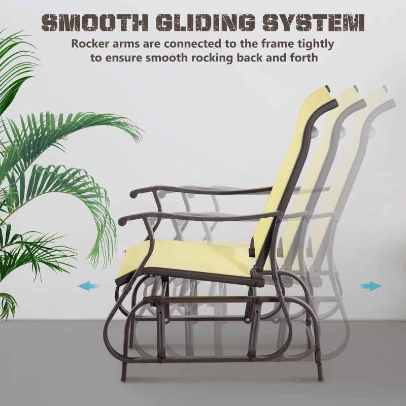 Outdoor Glider Chair, Patio Glider with Steel Frame and Mesh Fabric, Outdoor Chair for Backyard, Garden, Porch, Beige