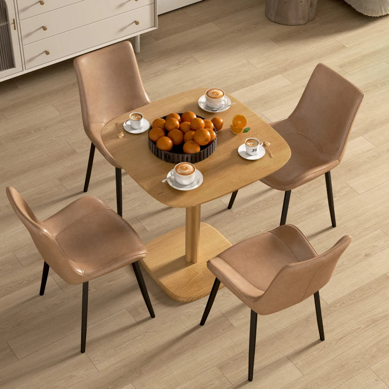 Dining Table for 4 People - Modern Kitchen Table with Wood-Effect Top, 27.6" x 27.6", Natural Wood