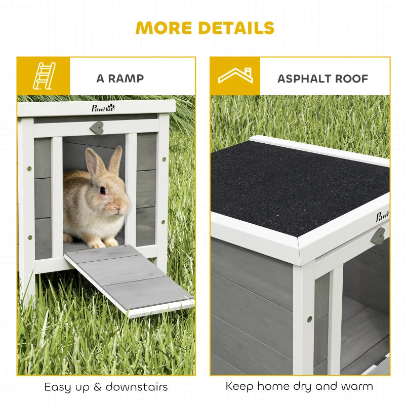 Wooden Rabbit Hutch Bunny Cage Outdoor Cat House Guinea Pig Cage Duck Shelter, Indoor Outdoor Use, 20"x16.5"x17", Grey