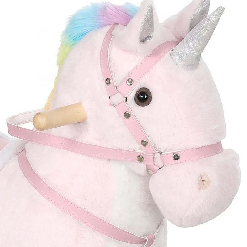 Pink Unicorn Ride-On Toy with Wheels, Sounds & Plush Design for Kids Ages 2–5