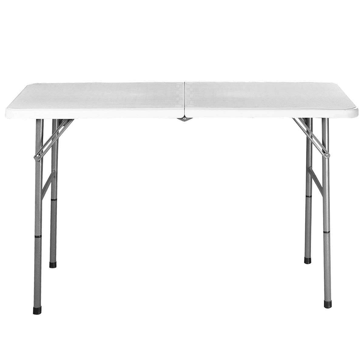 White HDPE Plastic Heavy Duty Indoor Outdoor Folding Table with Steel Frame - Free Shipping