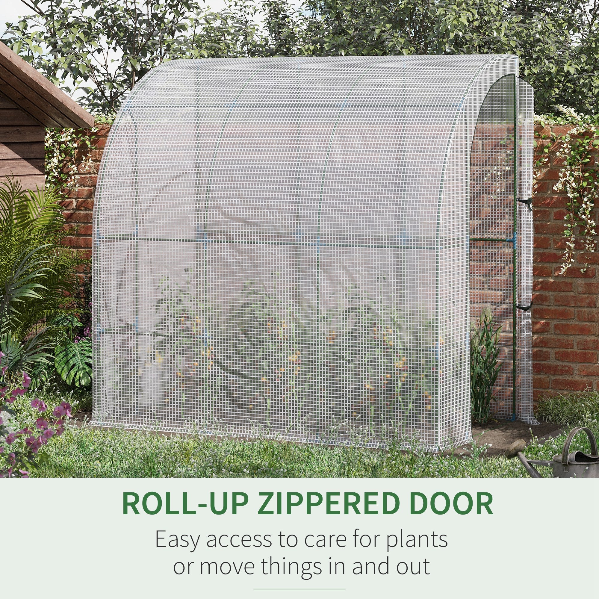 Outsunny 7'x4' Walk-In Polycarbonate Greenhouse: With Roll-Up Door for Plants, Herbs, White
