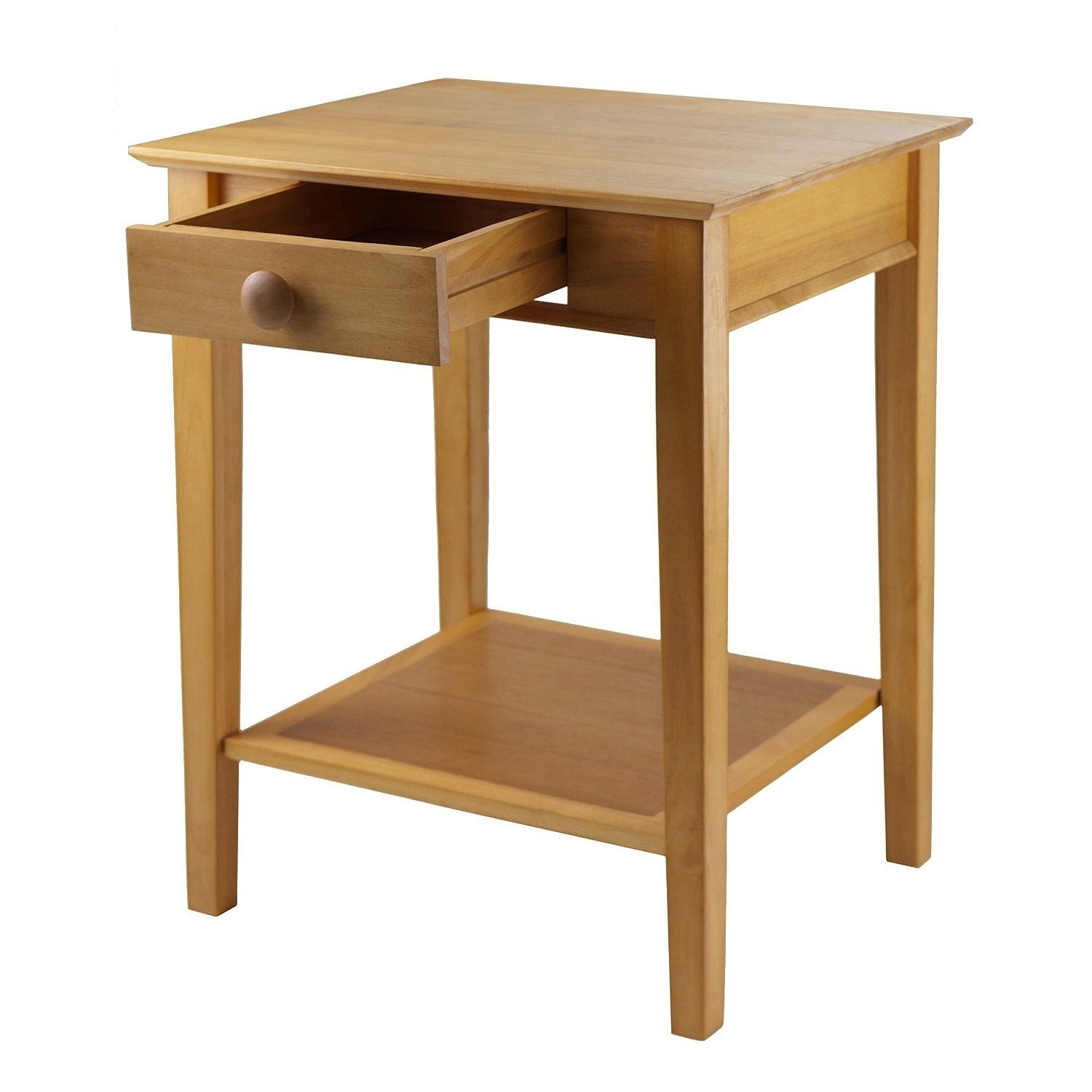 Modular Wooden Printer Stand with Drawer and Bottom Shelf in Honey - Free Shipping