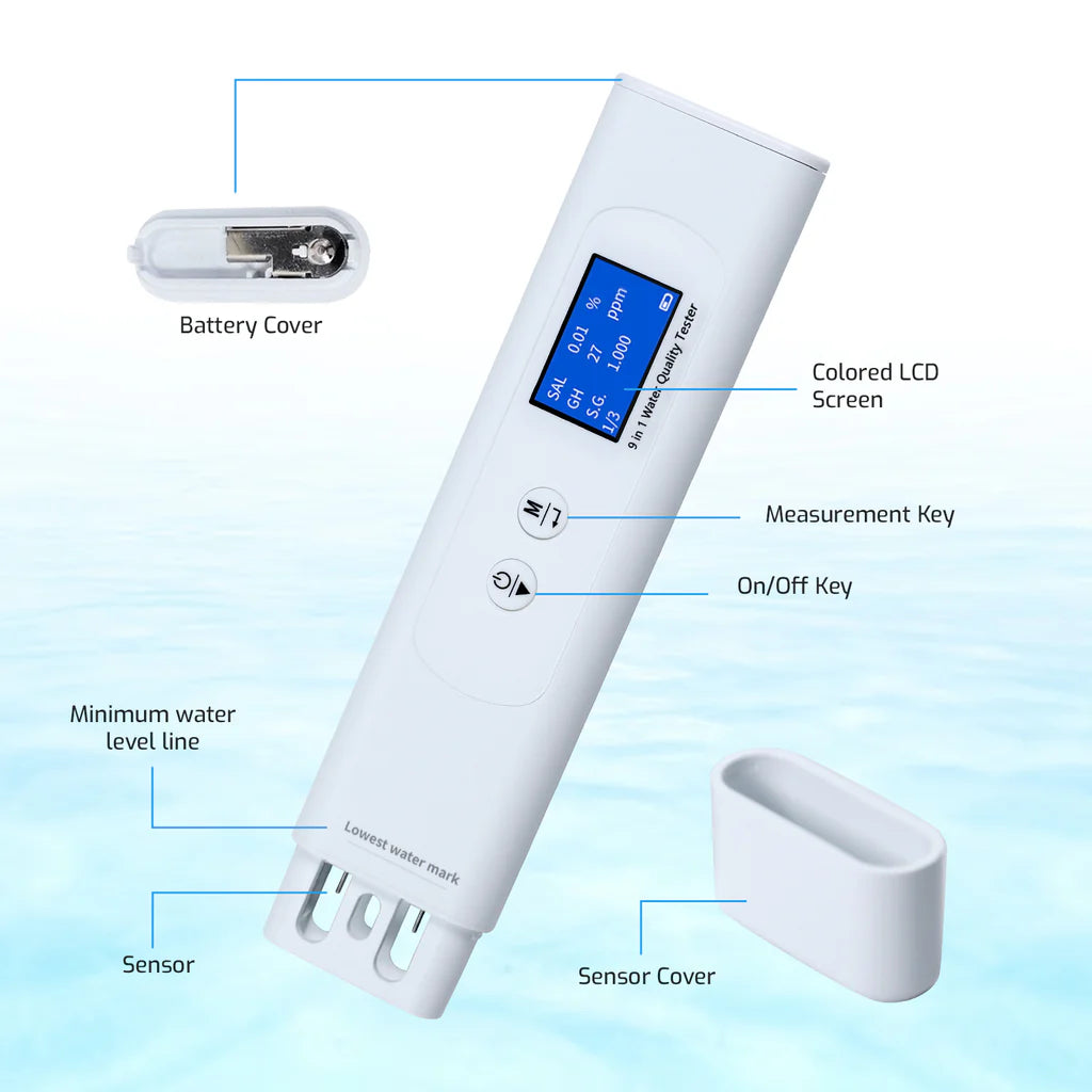 Multi-Parameter 9-in-1 Water Quality Tester with UV Absorbance, Smart Color Display & Temperature Compensation Price