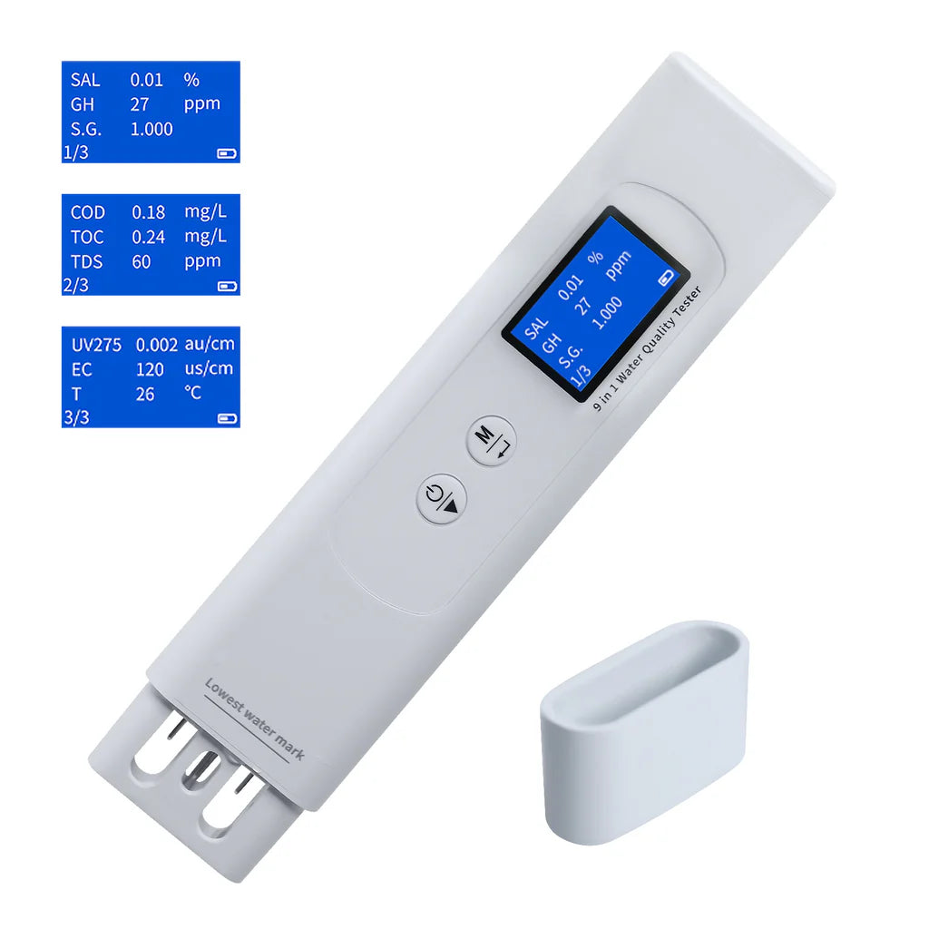 Multi-Parameter 9-in-1 Water Quality Tester with UV Absorbance, Smart Color Display & Temperature Compensation Price