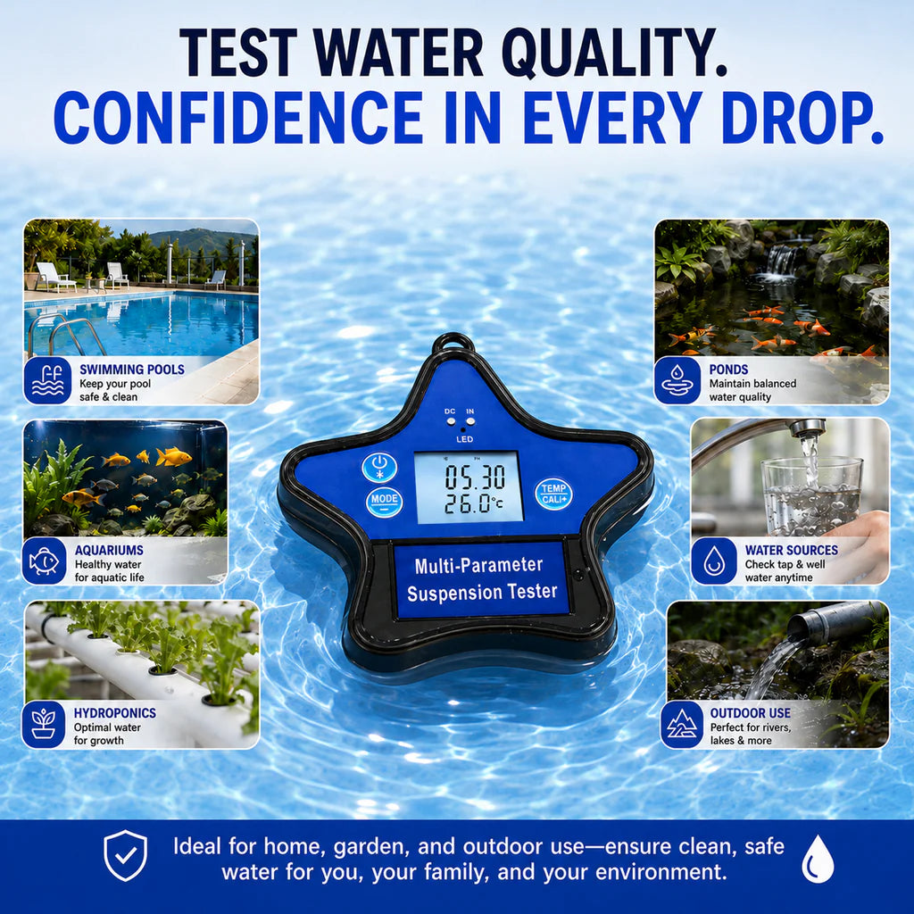 Smart Floating 9-in-1 Water Quality Tester with Wi-Fi, Tuya App & Rechargeable Battery