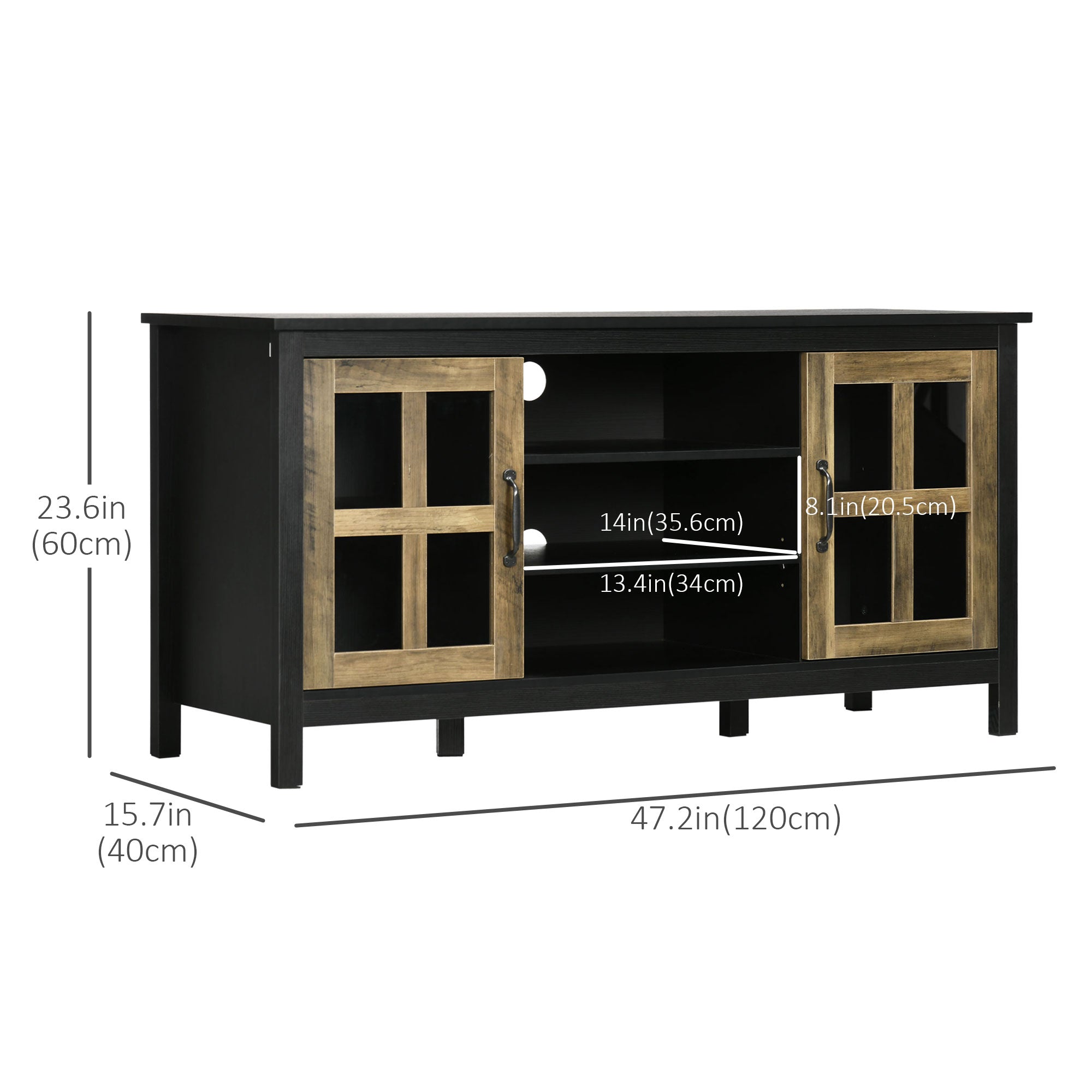 HOMCOM Sleek Entertainment Hub: Black TV Cabinet for 55" TVs, Adjustable Shelves, Living Room Centerpiece