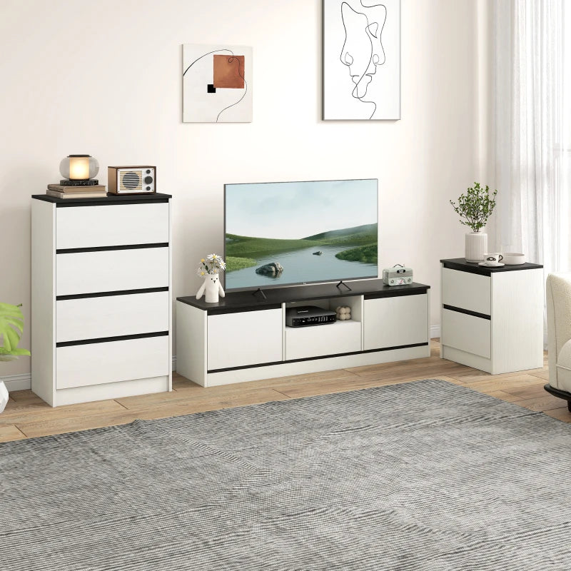 Nightstands Set of 2, Modern Bedside Tables with 2 Drawers, End Side Tables for Bedroom, White