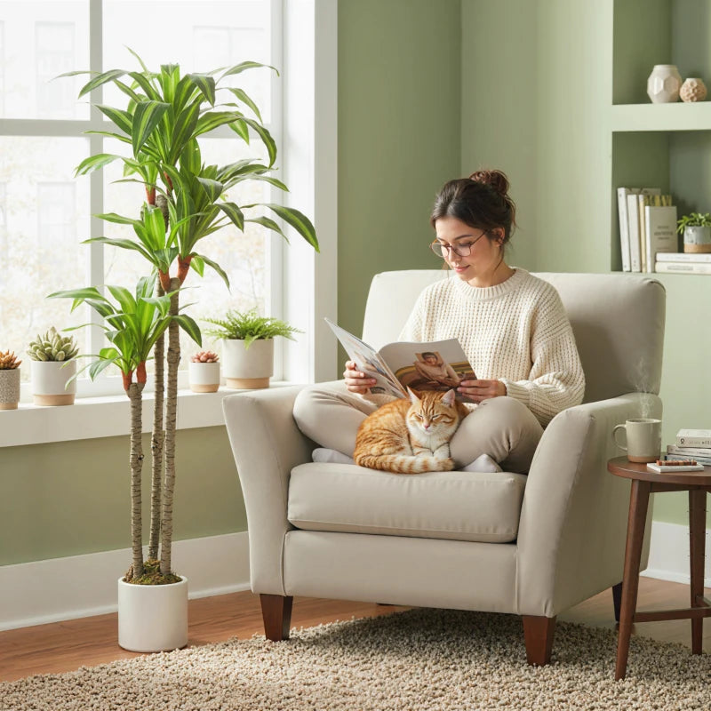 5FT Dracaena Fake Plant, Artificial Plant with Bendable Trunks for Home Office Decor, Green