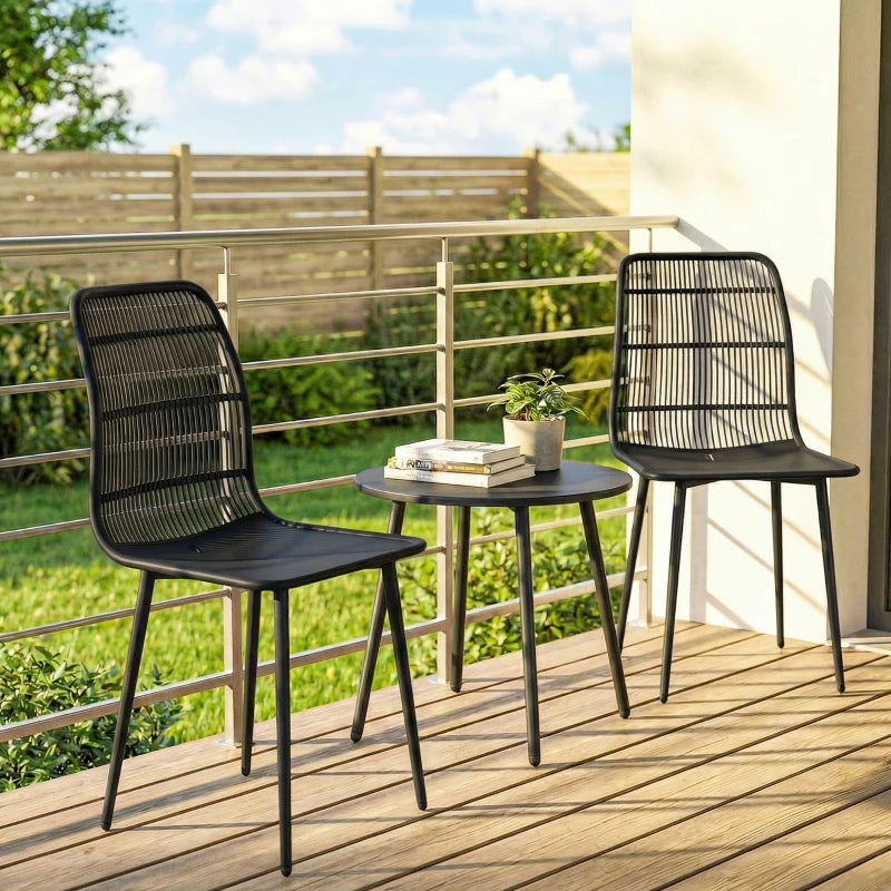 Outdoor Dining Chairs Set of 4, Patio Chairs with Slotted Backrest, Black