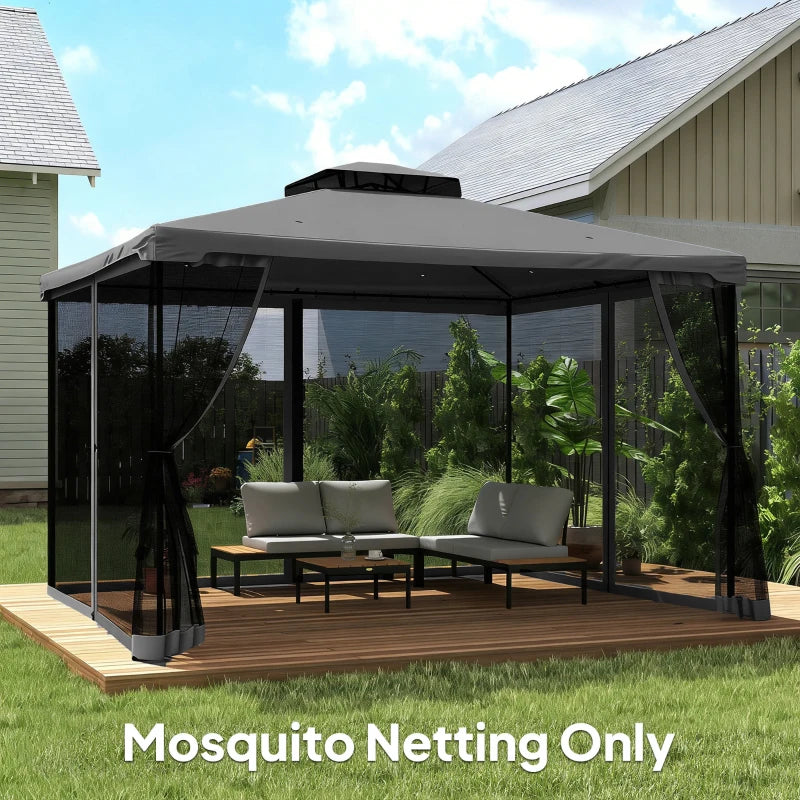 Replacement Mosquito Netting for Gazebo 12' x 12' Black Screen Walls for Canopy with Zippers, Black