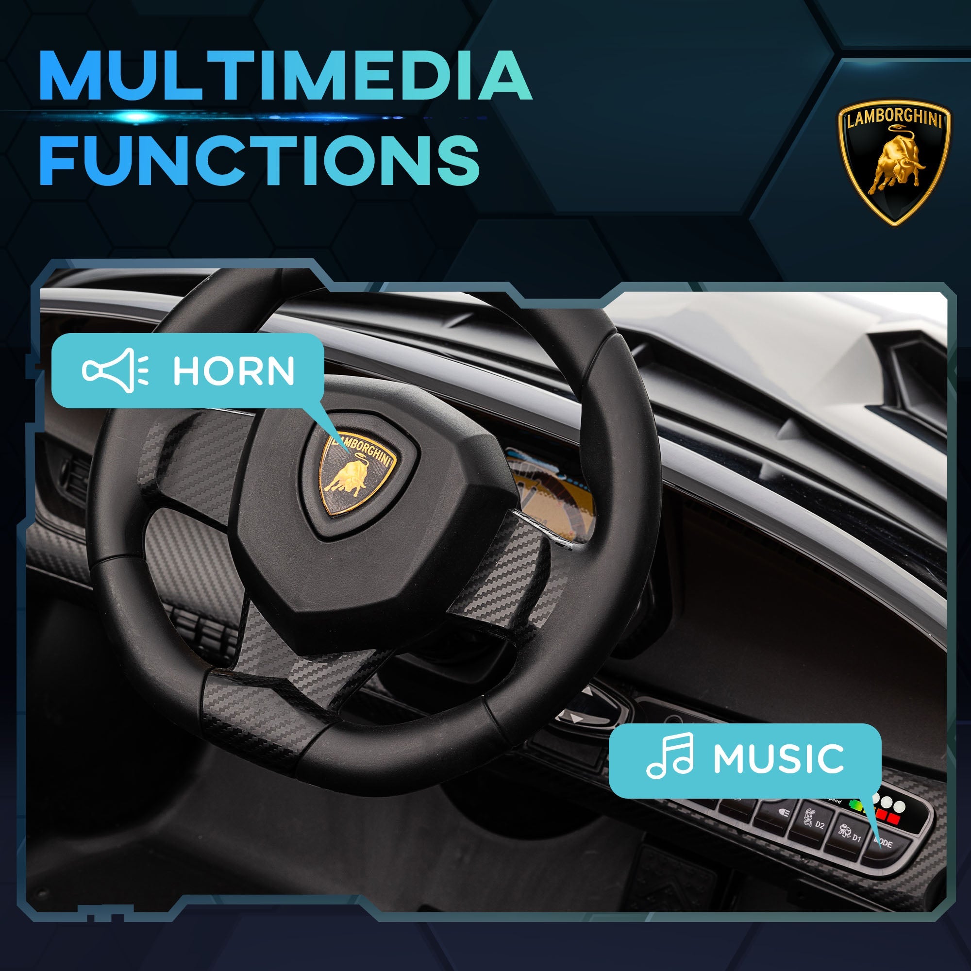 Aosom 12V Kids Ride-On Car: Butterfly Doors, 4.3MPH, Portable Battery, Black