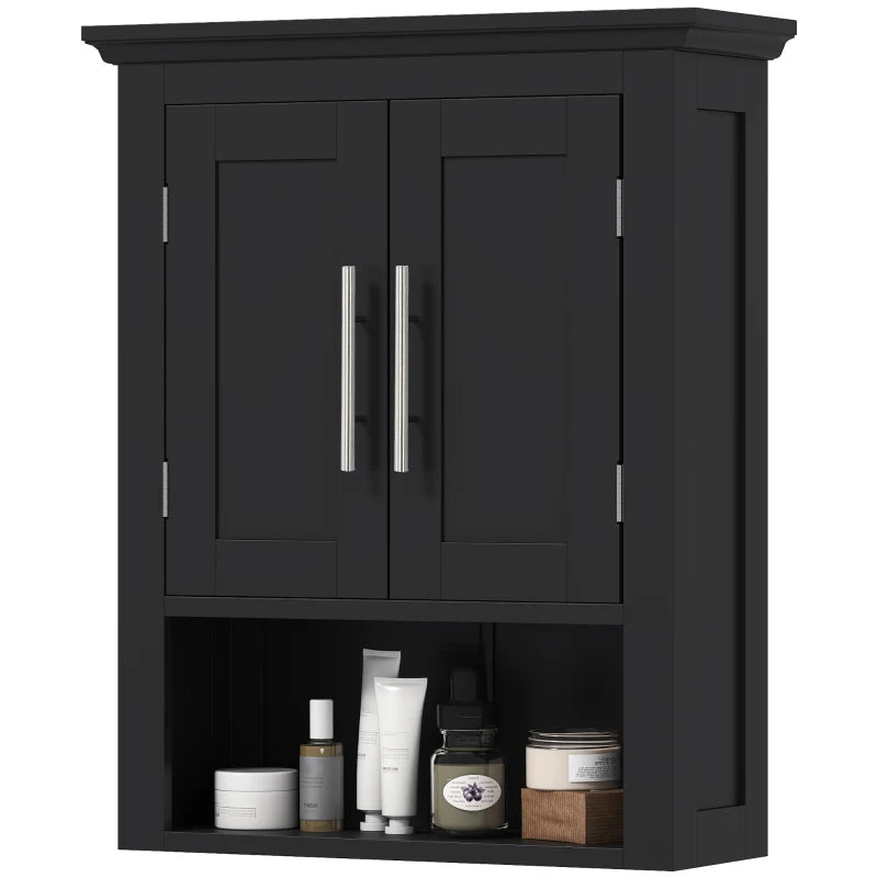 Bathroom Wall Cabinet, Medicine Cabinet, Toilet Storage Cabinet with Shelf for Living Room and Entryway, Black
