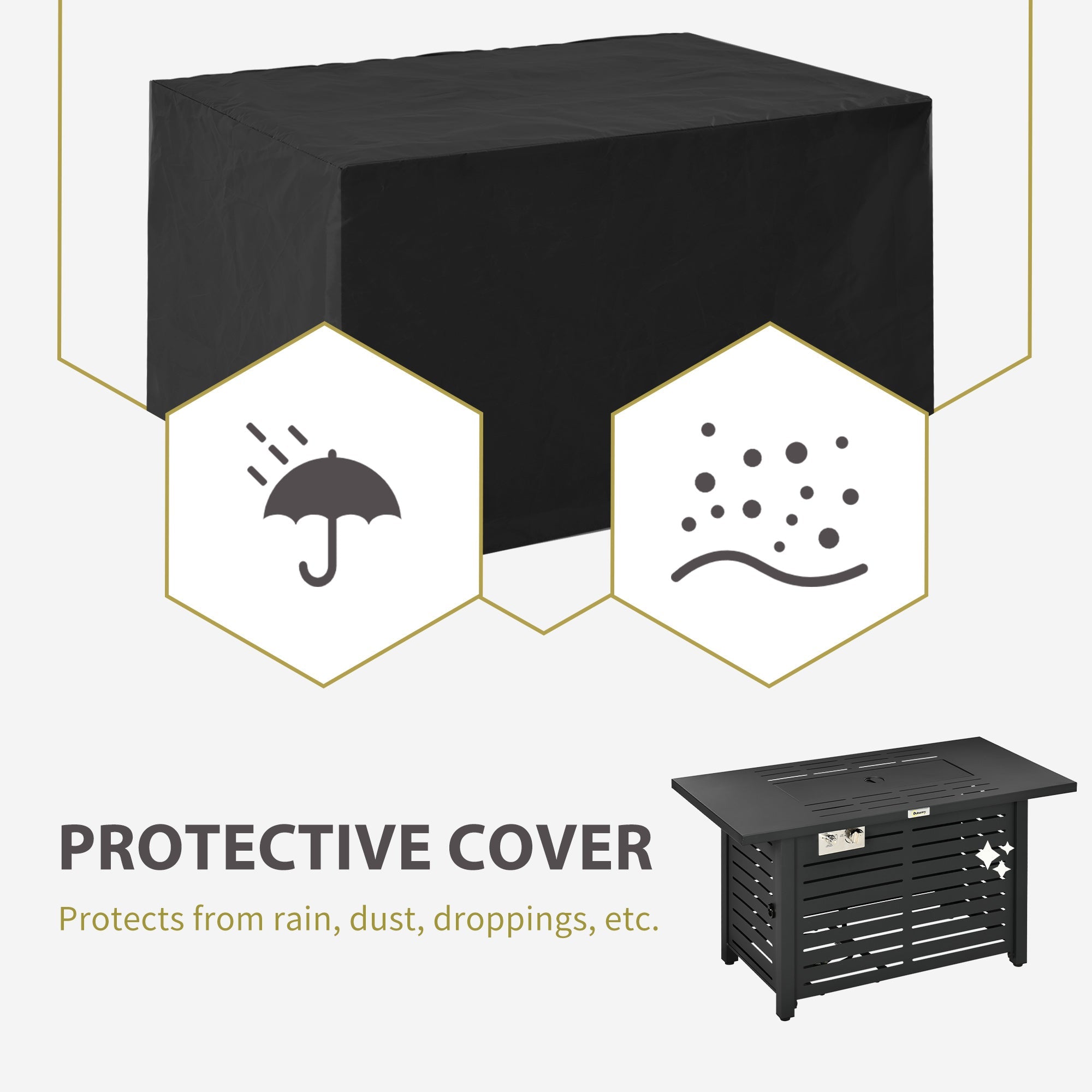 Outsunny Propane Gas Fire Pit Table with 31.5" Steel Tabletop, 50,000 BTU Pulse Ignition Fire Table