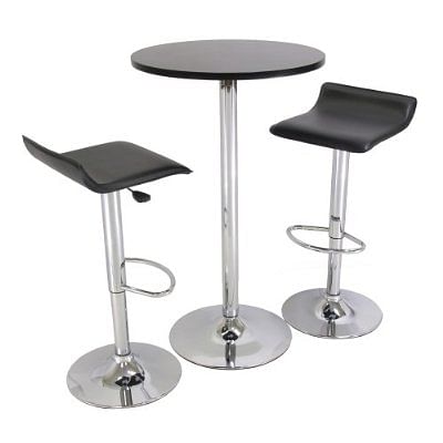 Set of 2 Modern Air-Lift Adjustable Bar Stools with Black Seat - Free Shipping