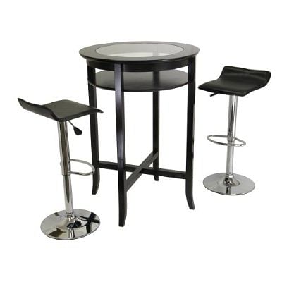 Set of 2 Modern Air-Lift Adjustable Bar Stools with Black Seat - Free Shipping