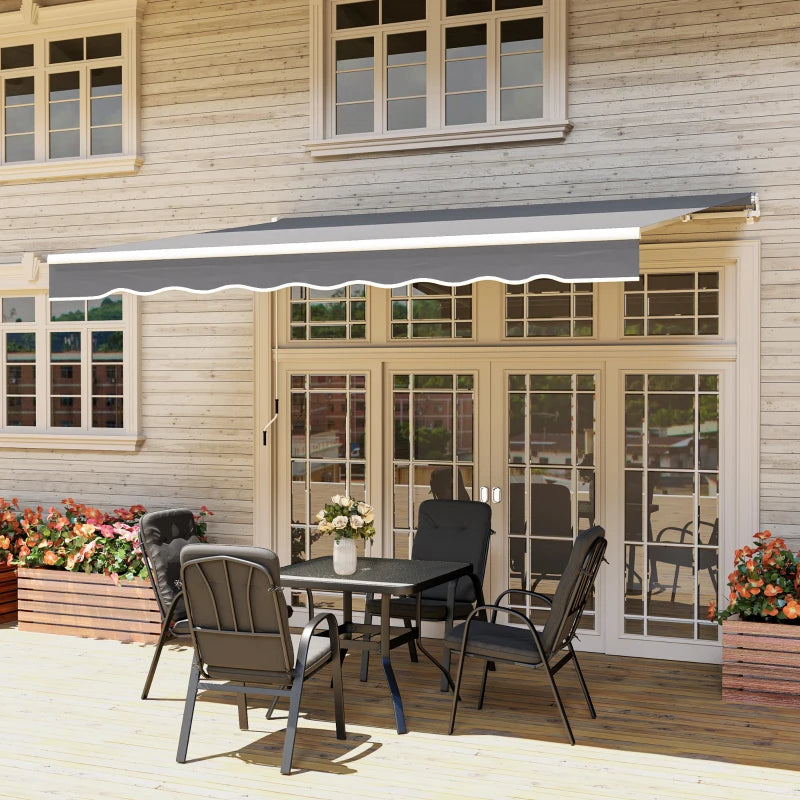 8' x 7' Retractable Awning, Patio Awnings, Sunshade Shelter with 280 g/m² UV & Water-Resistant Fabric, Dark Grey