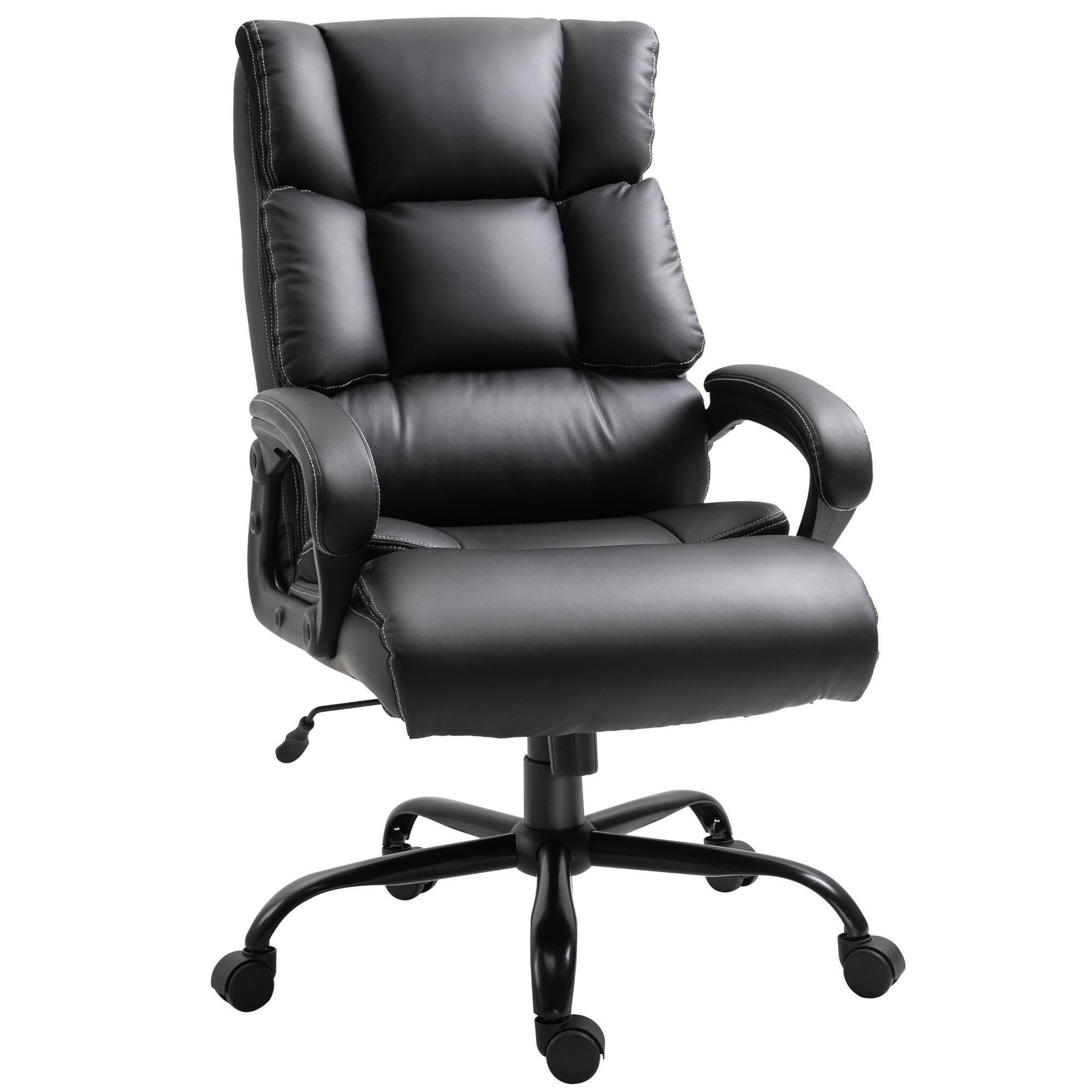 Vinsetto Ergonomic Office Chair Heavy Duty Tall Big Adjustable Height PU Leather Rocker Swivel Black