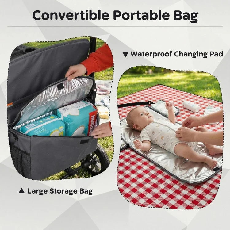 Wagon Stroller for 4 Kids – Foldable 4-Seater Push & Pull Toddler Wagon (Gray)