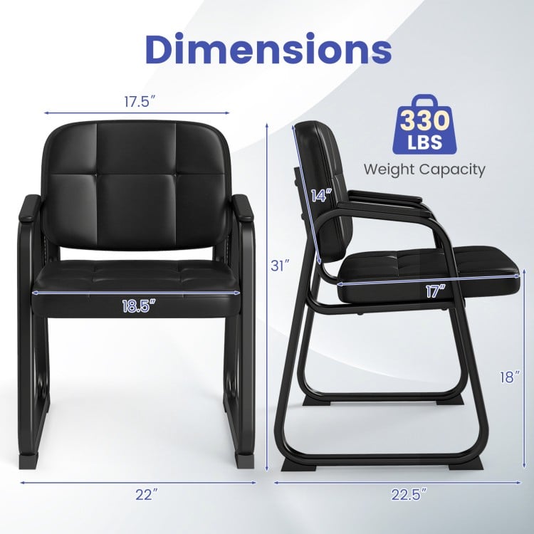 Waiting Room Guest Chairs Set of 2 Leather Office Reception Chairs-Set of 2