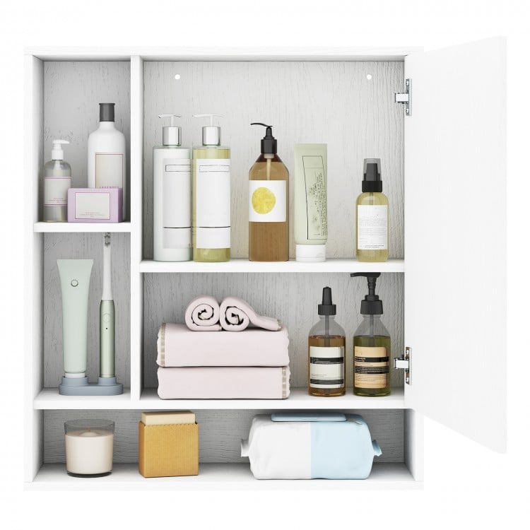 Wall Mounted Bathroom Cabinet with Mirror Single Door-White
