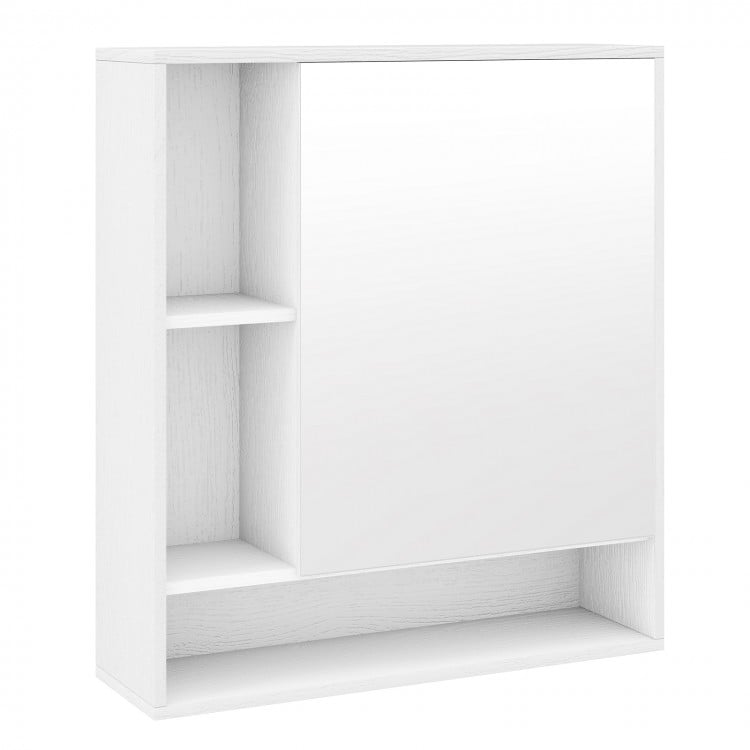 Wall Mounted Bathroom Cabinet with Mirror Single Door-White