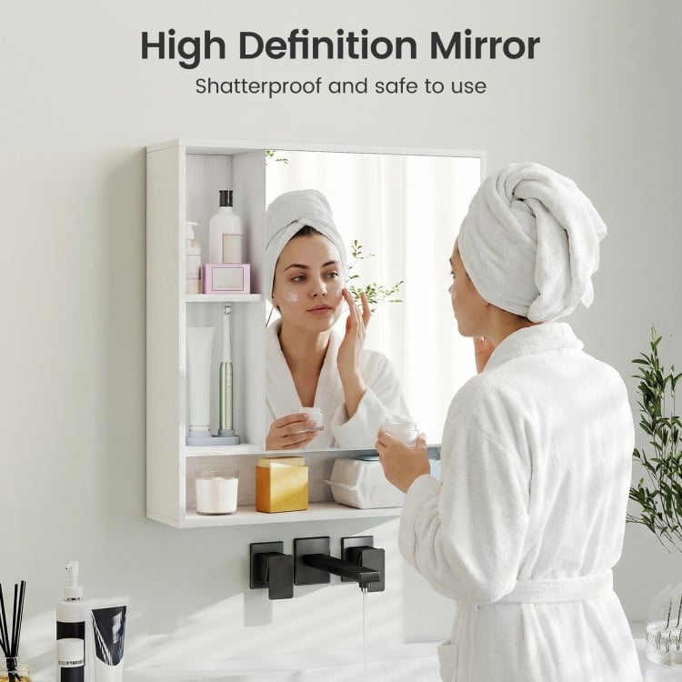 Wall Mounted Bathroom Cabinet with Mirror Single Door-White