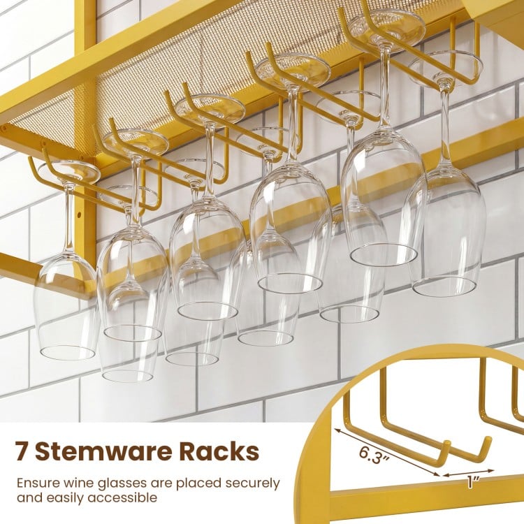 Wall Mounted Wine Rack 47" Large Floating Bar Shelves-Gold