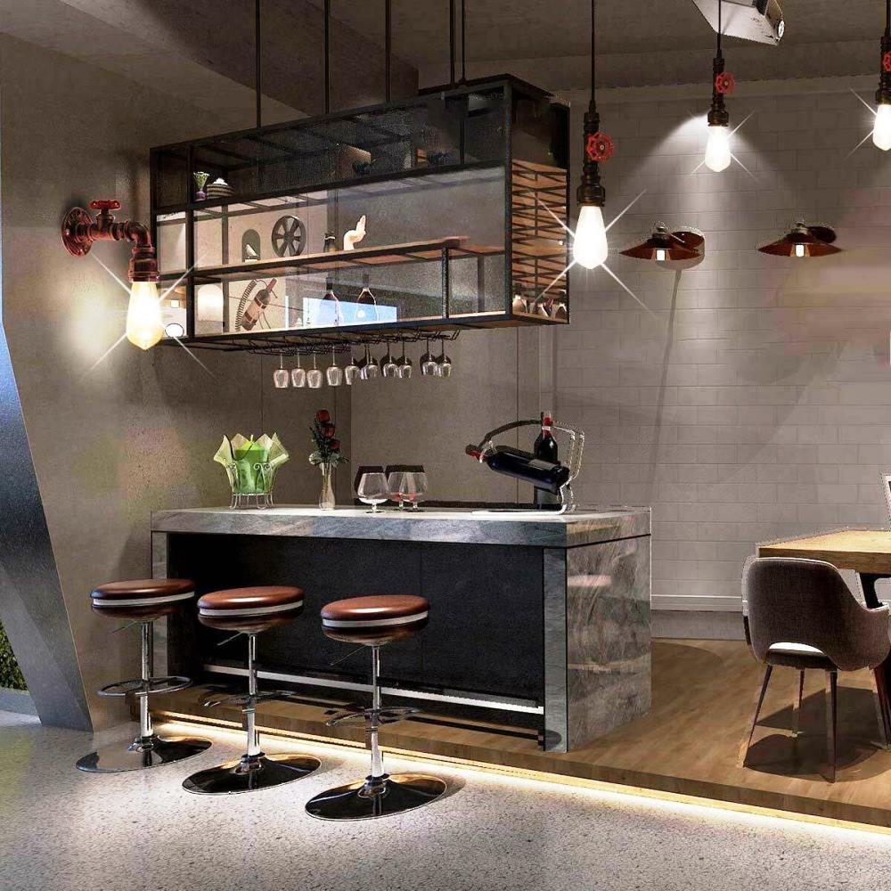 Single-head Rustic Red Water Pipe Steampunk Wall Lamp ~1583