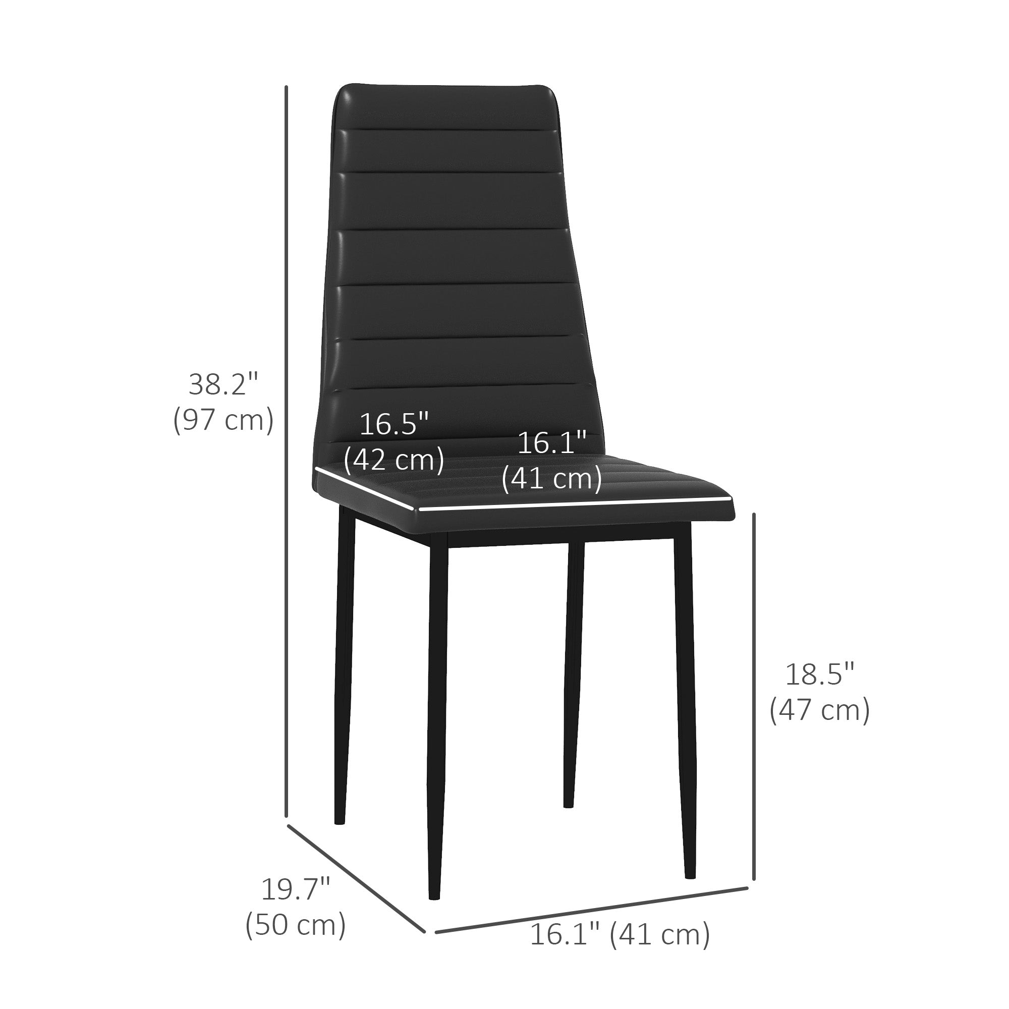 HOMCOM High-Back Dining Chairs: Upholstered PU Leather with Metal Legs, Set of 6, Black