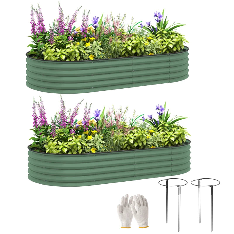 6' x 3' x 1' Large Outdoor Planter Box, Galvanized Raised Garden Bed with Metal Plant Stake, Light Green