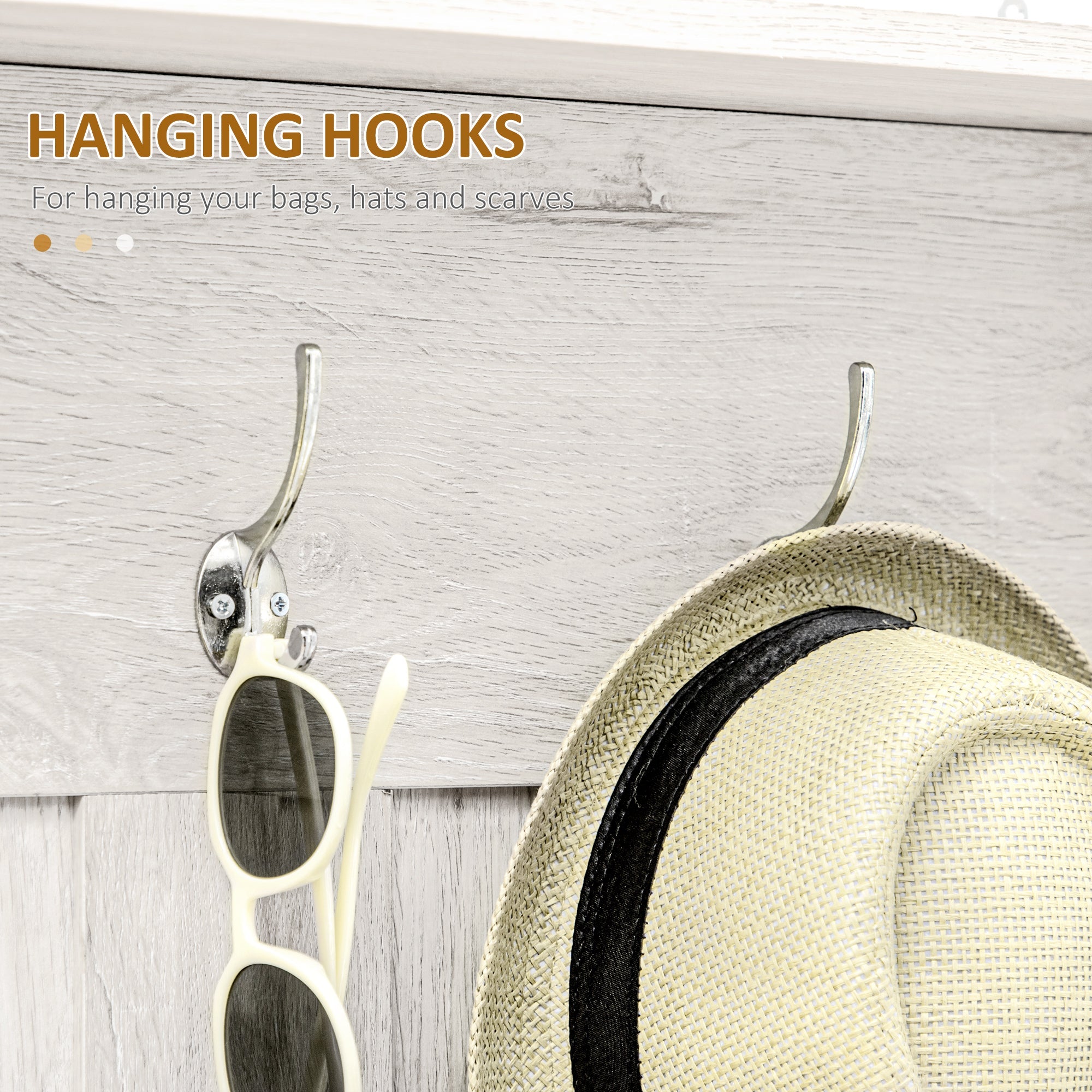 HOMCOM Hall Tree Coat and Shoe Storage Bench with Adjustable Shelves Entryway Organizer, White Finish