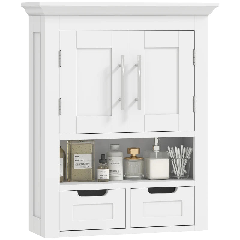 Bathroom Wall Cabinet, Medicine Cabinet, Toilet Storage Cabinet with Shelf for Living Room and Entryway, White