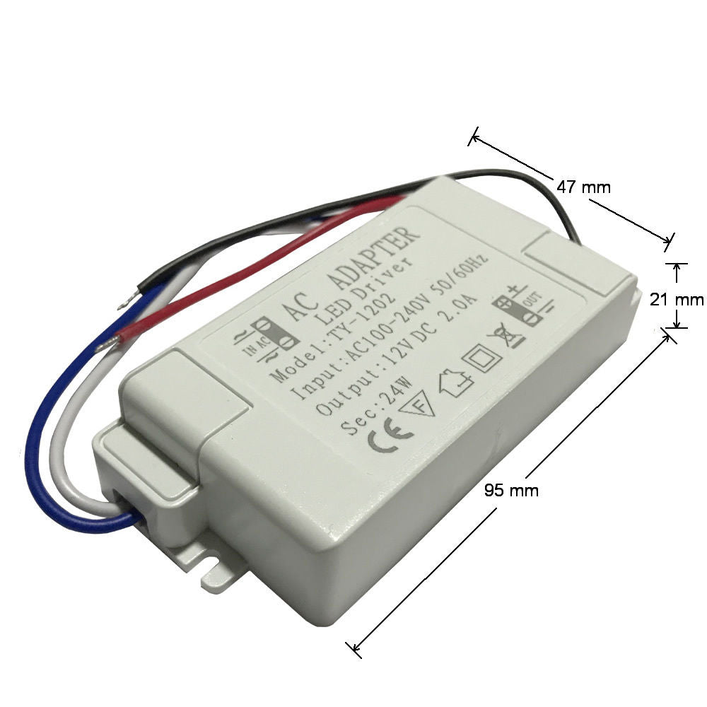 24W Compact LED Driver AC 230V to DC12V Power Supply Transformer~1579