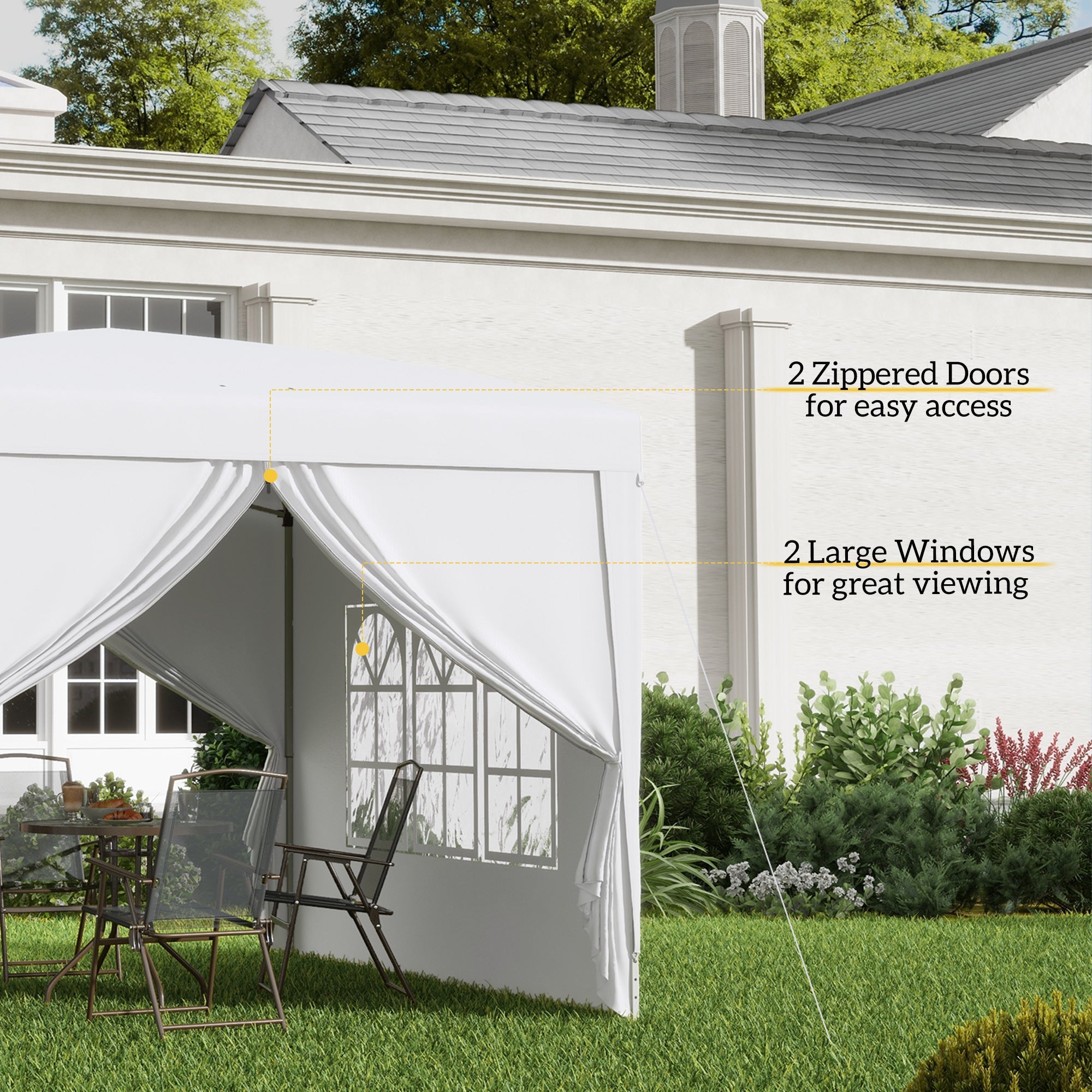 Outsunny 10'x10' Pop Up Party Tent Outdoor Wedding Gazebo Canopy Carrying Bag White