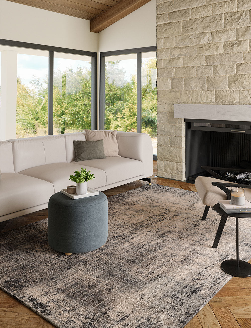 Willow Dark Grey White Rug