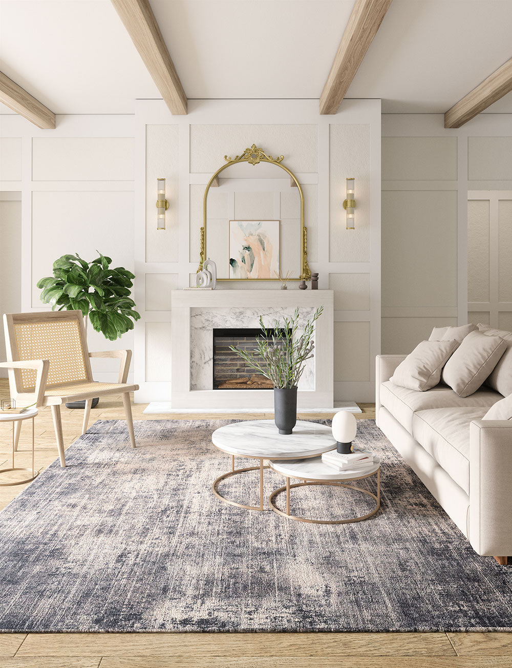 Willow Dark Grey White Rug